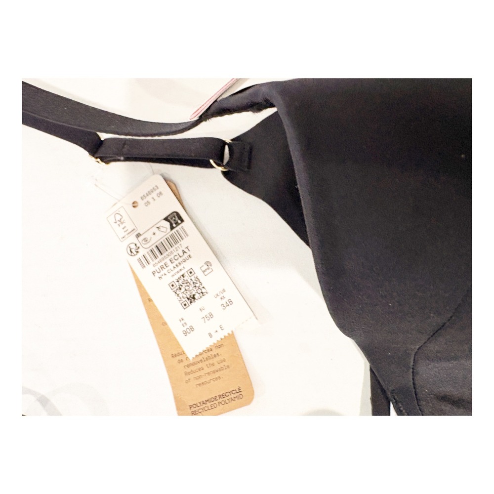 Etam Pure Eclat N4 Classique Invisible Bra Black 34B Underwire Mesh Trim NEW - Picture 2 of 5